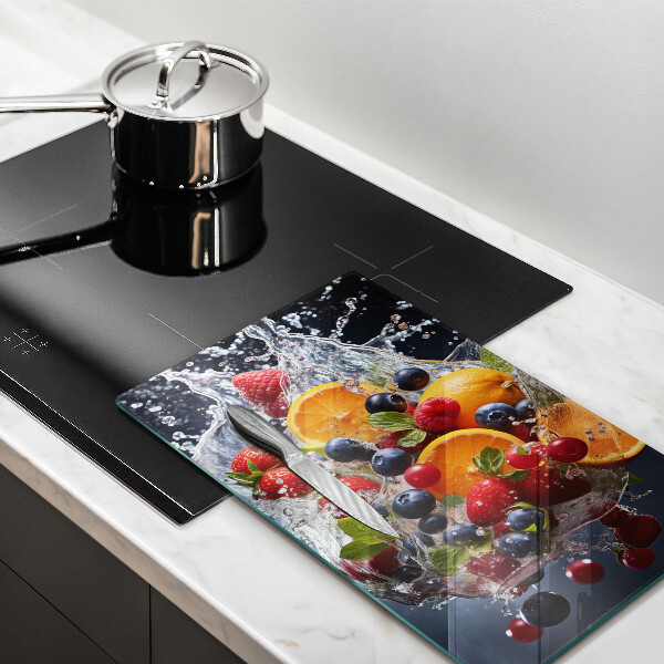 Üveg vágódeszka Gyümölcsök vízben