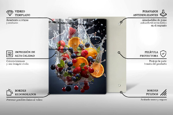 Üveg vágódeszka Gyümölcsök vízben