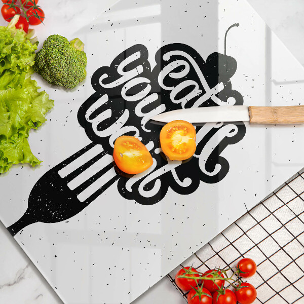 Üveg vágódeszka Eat all you want