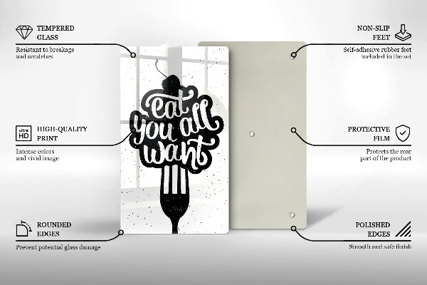 Üveg vágódeszka Eat all you want