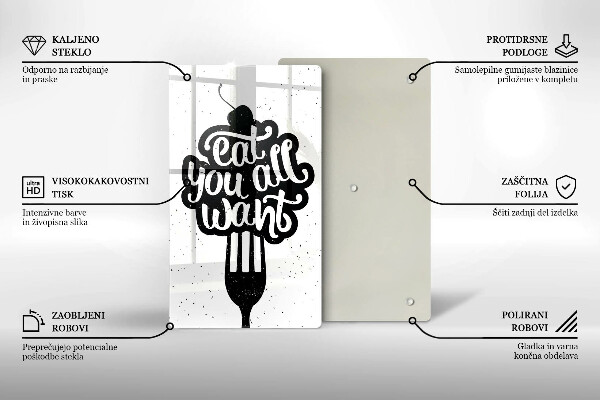 Üveg vágódeszka Eat all you want