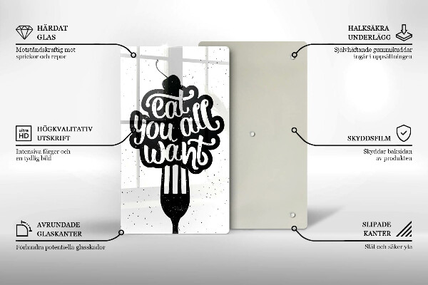 Üveg vágódeszka Eat all you want