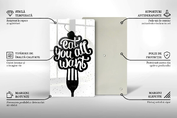 Üveg vágódeszka Eat all you want