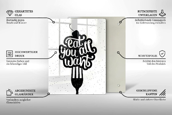 Üveg vágódeszka Eat all you want