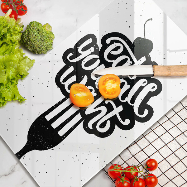 Üveg vágódeszka Eat all you want