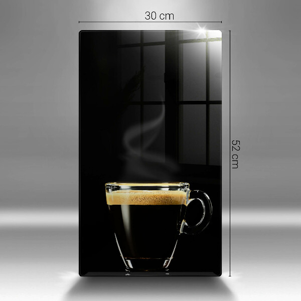 Üveg vágódeszka Egy pohár fekete kávé