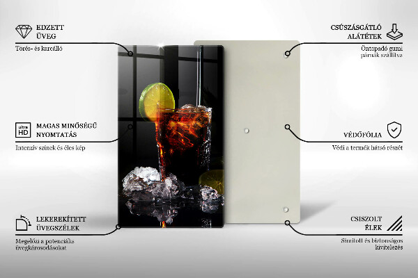 Üveg vágódeszka Földes ital jéggel