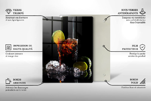 Üveg vágódeszka Földes ital jéggel