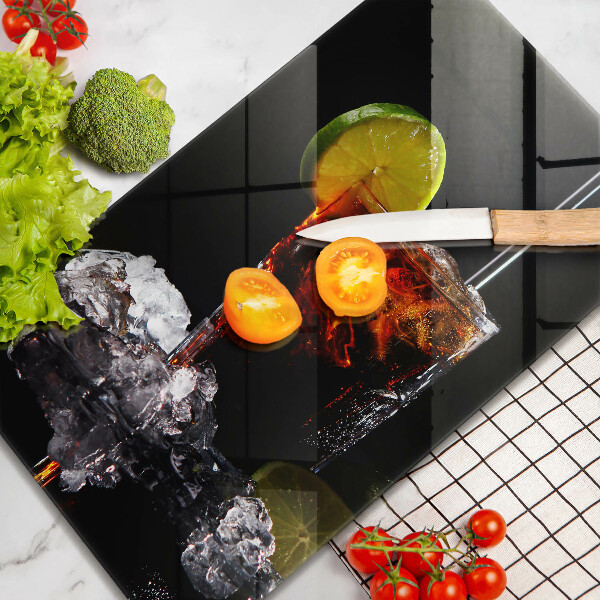 Üveg vágódeszka Földes ital jéggel