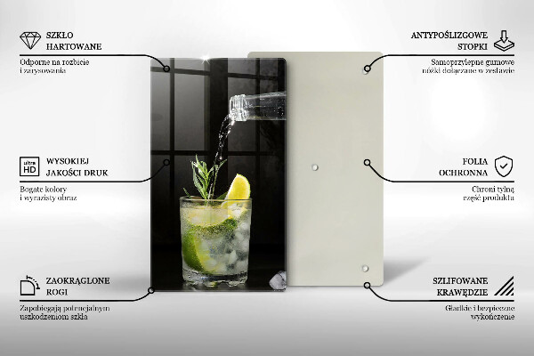 Üveg vágódeszka Egy pohár vizet