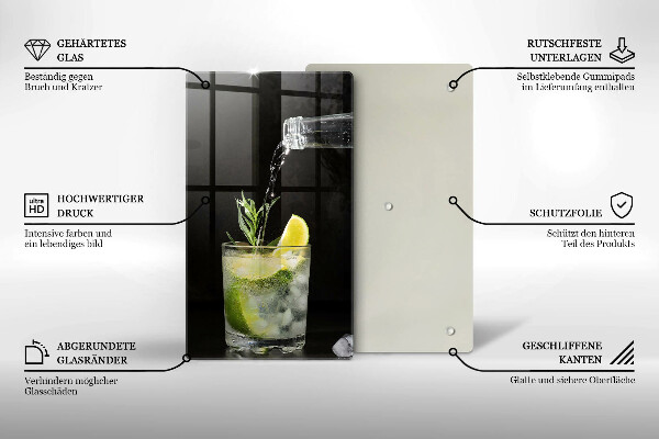 Üveg vágódeszka Egy pohár vizet