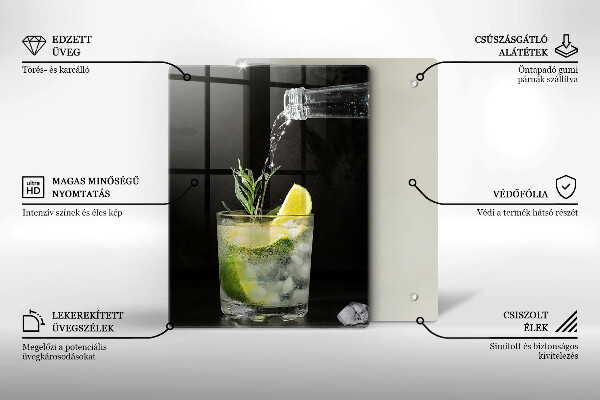 Üveg vágódeszka Egy pohár vizet