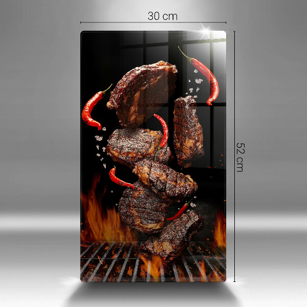 Üveg vágódeszka Hús a grillen
