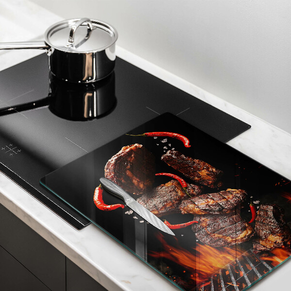 Üveg vágódeszka Hús a grillen