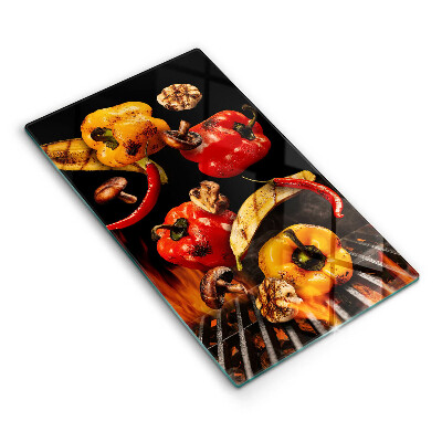 Üveg vágódeszka Zöldségek a grillen