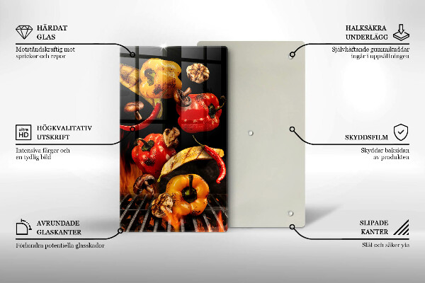 Üveg vágódeszka Zöldségek a grillen