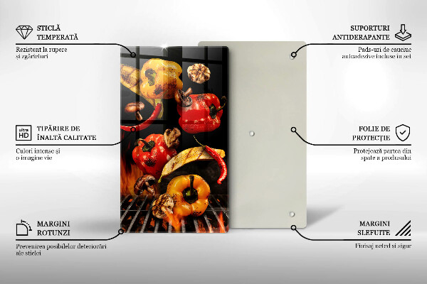 Üveg vágódeszka Zöldségek a grillen