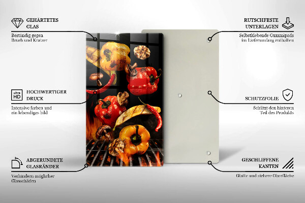 Üveg vágódeszka Zöldségek a grillen