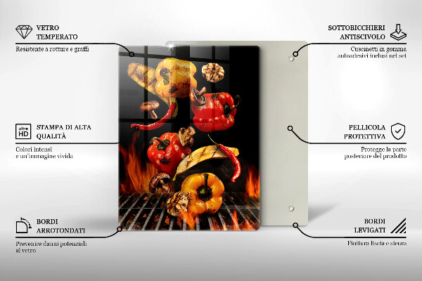 Üveg vágódeszka Zöldségek a grillen