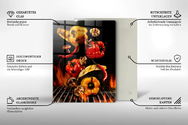 Üveg vágódeszka Zöldségek a grillen