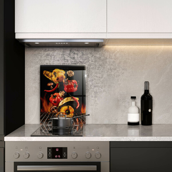 Üveg vágódeszka Zöldségek a grillen