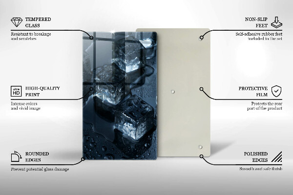 Üveg vágódeszka Hideg jégkockák