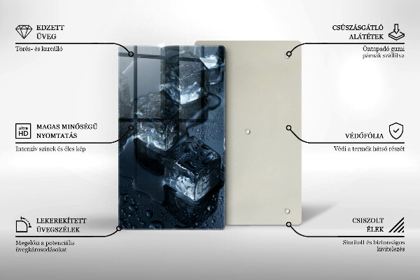 Üveg vágódeszka Hideg jégkockák