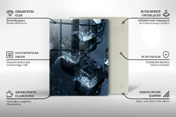 Üveg vágódeszka Hideg jégkockák