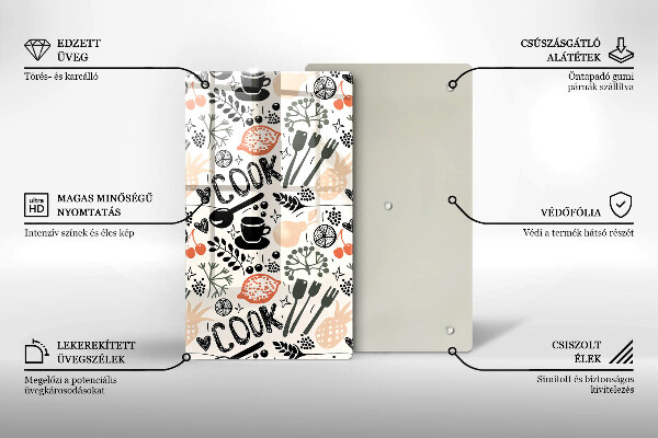 Üveg vágódeszka Rajzfilm konyhai motívum