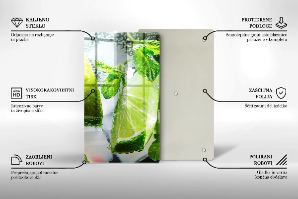 Üveg vágódeszka Víz mésszel és jéggel