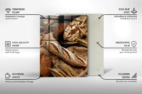 Üveg vágódeszka Kenyér kenyerek