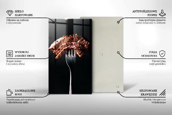 Üveg vágódeszka Hús villán