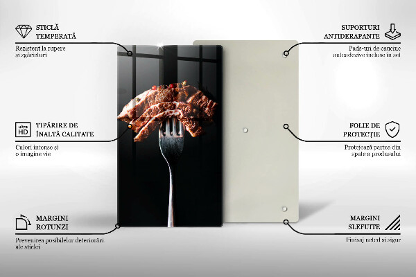 Üveg vágódeszka Hús villán