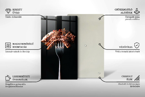 Üveg vágódeszka Hús villán
