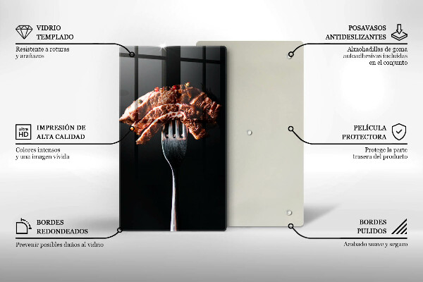 Üveg vágódeszka Hús villán