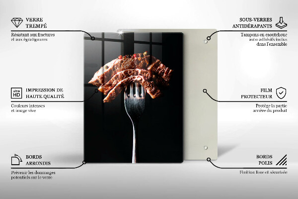 Üveg vágódeszka Hús villán