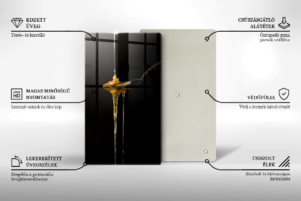 Üveg vágódeszka Egy teáskanál mézet