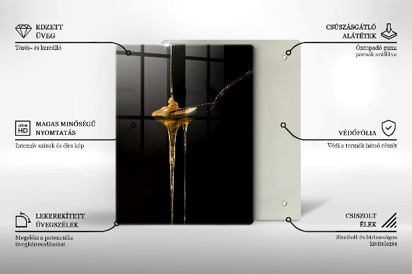 Üveg vágódeszka Egy teáskanál mézet