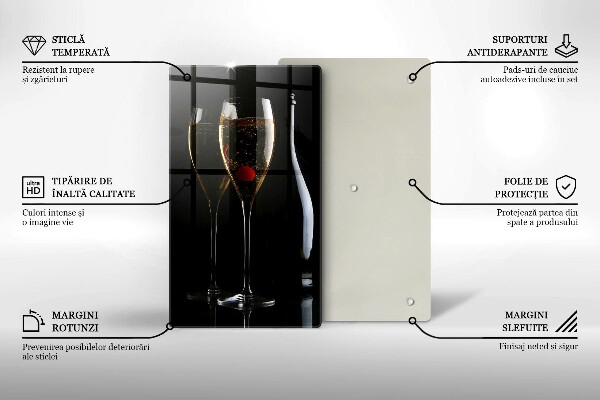 Üveg vágódeszka Pohár pezsgő