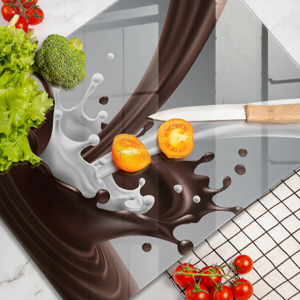 Üveg vágódeszka Tej és csokoládé