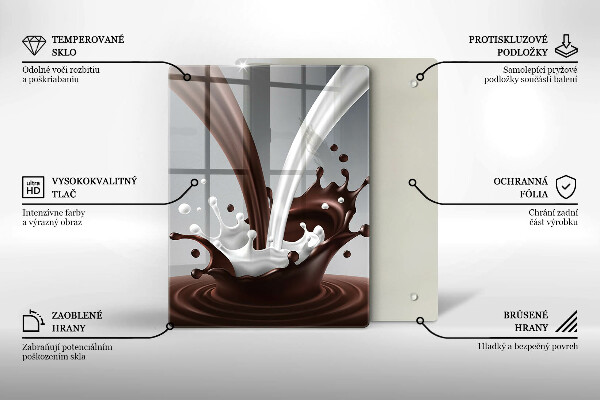 Üveg vágódeszka Tej és csokoládé