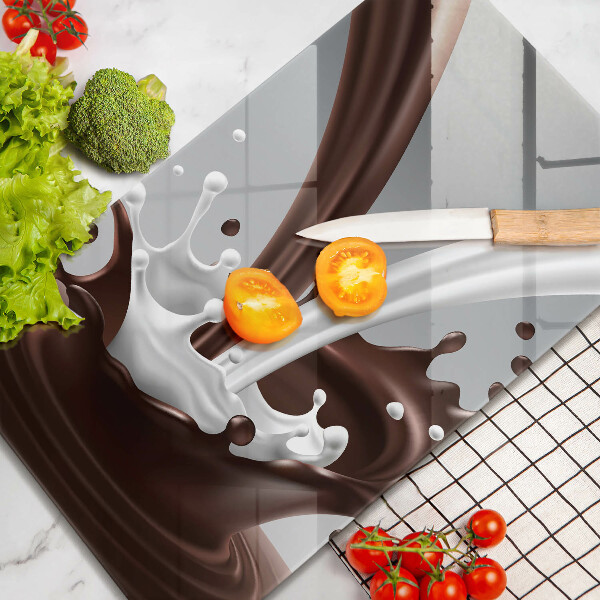 Üveg vágódeszka Tej és csokoládé