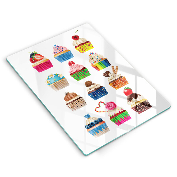 Üveg vágódeszka Cupcake illusztráció