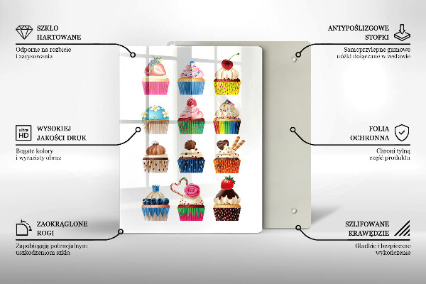 Üveg vágódeszka Cupcake illusztráció