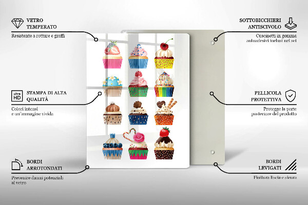 Üveg vágódeszka Cupcake illusztráció
