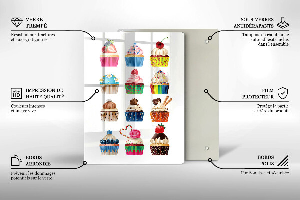 Üveg vágódeszka Cupcake illusztráció