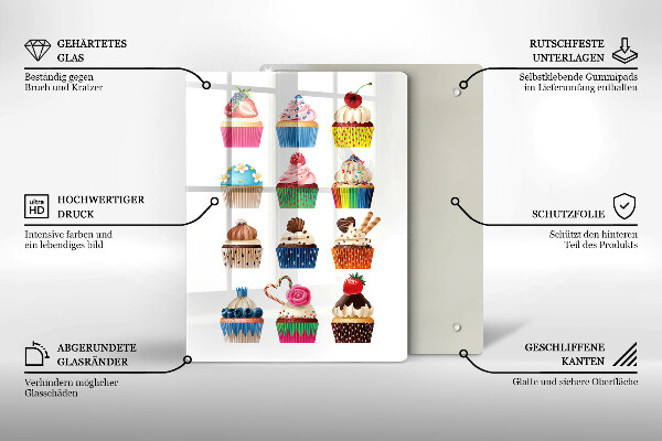 Üveg vágódeszka Cupcake illusztráció