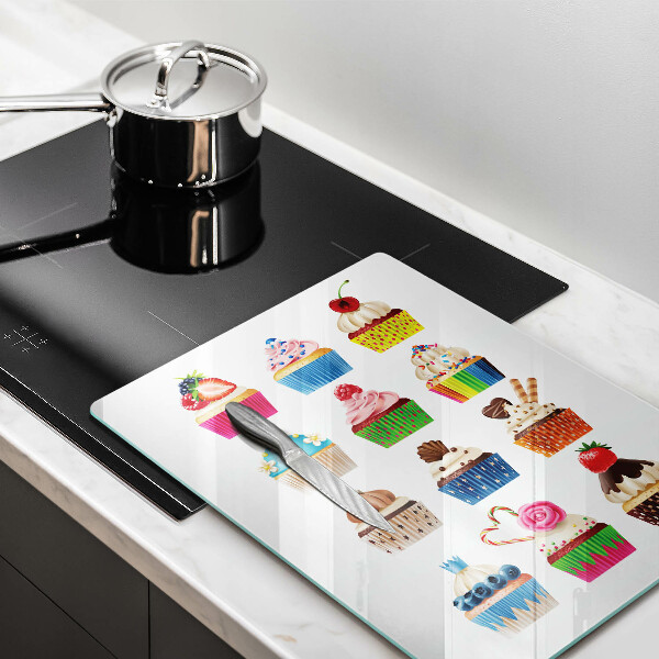 Üveg vágódeszka Cupcake illusztráció