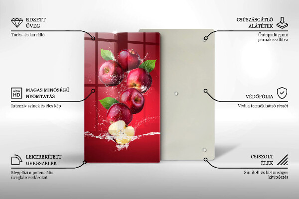 Üveg vágódeszka Lédús alma vízben