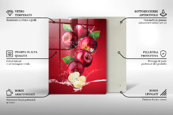 Üveg vágódeszka Lédús alma vízben